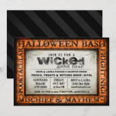 Halloween Bash Sinaasappel & White Wied Invite Kaart (Voorkant / Achterkant)