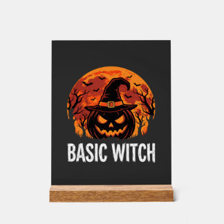 Halloween Basis Heks Pompoen Maan Grafisch Acryl Bord