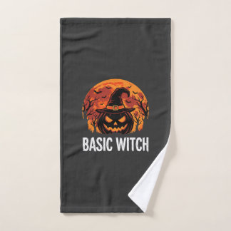 Halloween Basis Heks Pompoen Maan Grafisch Handdoek