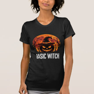 Halloween Basis Heks Pompoen Maan Grafisch T-shirt