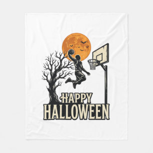 Halloween Basketbal Gelukkig Halloween Vintage Spo Fleece Deken