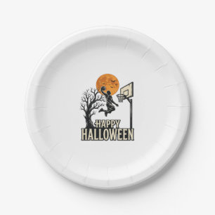 Halloween Basketbal Gelukkig Halloween Vintage Spo Papieren Bordje