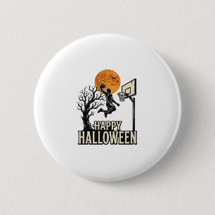 Halloween Basketbal Gelukkig Halloween Vintage Spo Ronde Button 5,7 Cm