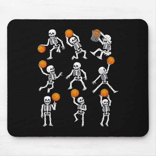 Halloween Basketbal Skeletten Dunking Dribble Boy Muismat (Voorkant)