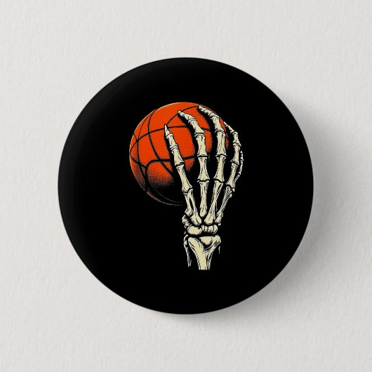 Halloween Basketball Skeleton Skull Player Men Boy Ronde Button 5,7 Cm (Voorkant)