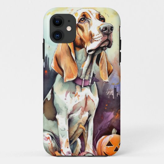 Halloween Basset Hond with Pumpkins Scary Case-Mate iPhone Case (Achterkant)
