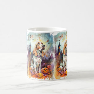 Halloween Basset Hound met pompoenen eng Koffiemok