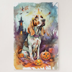 Halloween Basset Hound met pompoenen eng Legpuzzel