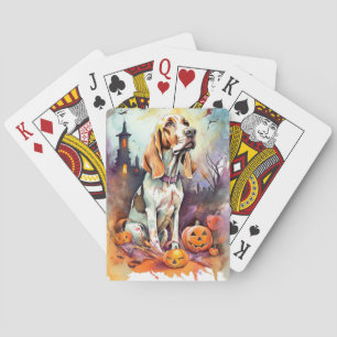 Halloween Basset Hound met pompoenen eng Pokerkaarten