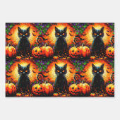 Halloween Bat Black Cat Jack-o-Lantern Decoupage Inpakpapier Vel (Voorkant 3)