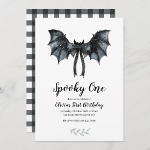 Halloween Bat Bow Spooky One 1st Birthday Kaart