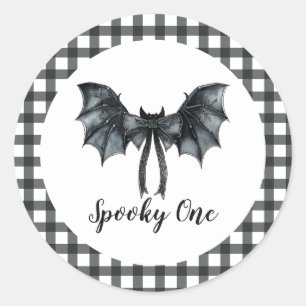 Halloween Bat Bow Spooky One 1st Birthday Ronde Sticker