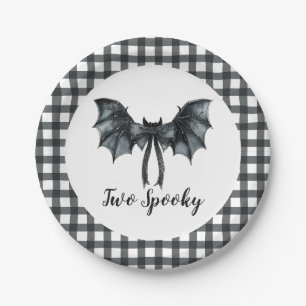 Halloween Bat Bow Two Spooky 2e Verjaardag Papieren Bordje