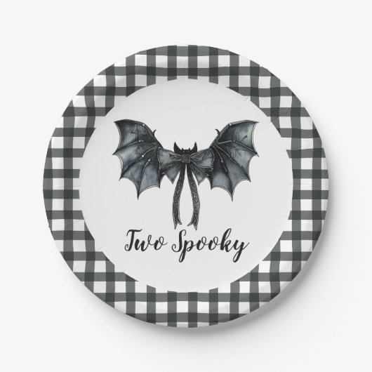 Halloween Bat Bow Two Spooky 2e Verjaardag Papieren Bordje (Voorkant)