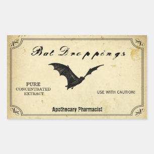 Halloween Bat Droppings Apothecary Caution Bats Rechthoekige Sticker