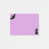Halloween bat en zwarte kat op violet post-it® notes (Voorkant)