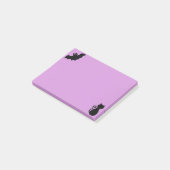 Halloween bat en zwarte kat op violet post-it® notes (Schuin)