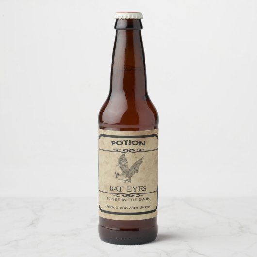 Halloween Bat Eyes Apothecary Bier Label Etiket (Voorkant)