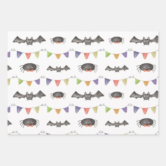 Halloween Bat Spider Pattern Wrapping Paper (Voorkant)