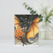 Halloween Bat With Candy Briefkaart (Staand voorkant)