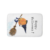 Halloween Bath Mat Witch Pumpkin Flying Broom (Voorkant)