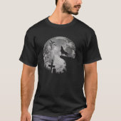 Halloween Bats and Black Wolf Howling Full Moon T-shirt (Voorkant)
