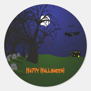 Halloween Bats en Graveyard Ronde Sticker