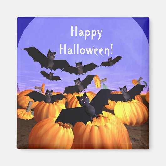 Halloween Bats en Pomkins Magneet (Voorkant)