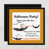 Halloween Bats Invitation Kaart (Voorkant / Achterkant)
