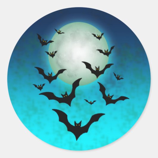 Halloween Bats met maan Ronde Sticker (Voorkant)