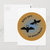 Halloween Bats Oranje Blue Briefkaart (Voorkant / Achterkant)