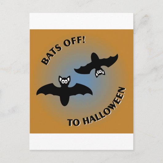 Halloween Bats Oranje Blue Briefkaart (Voorkant)