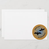 Halloween Bats Oranje Blue Briefpapier (Voorkant / Achterkant)