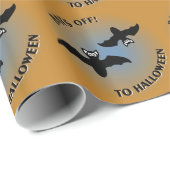 Halloween Bats Oranje Blue Cadeaupapier (Rol Hoek)