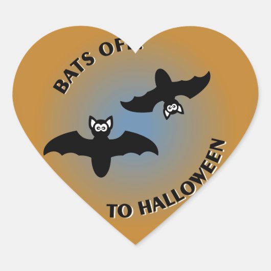 Halloween Bats Oranje Blue Hart Sticker (Voorkant)