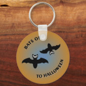 Halloween Bats Oranje Blue Sleutelhanger (Voorkant)