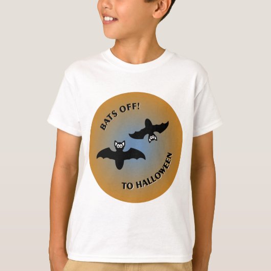 Halloween Bats Oranje Blue T-shirt (Voorkant)