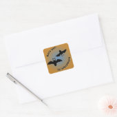 Halloween Bats Oranje Blue Vierkante Sticker (Envelop)