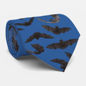 Halloween Bats Pattern Donk Blue Stropdas (Opgerold)
