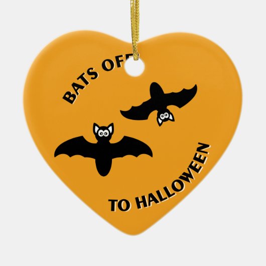 Halloween Bats Sinaasappel Keramisch Ornament (Voorkant)