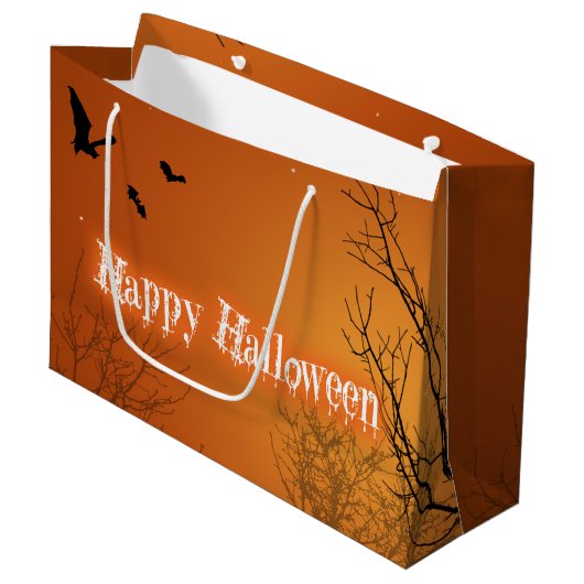 Halloween Bats & Trees - Large Gift Bag Cadeautasje (Voorkant Gekanteld)