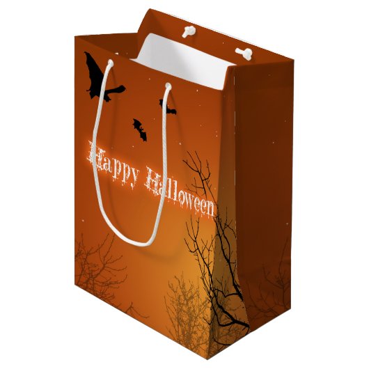 Halloween Bats & Trees - Medium Gift Bag Medium Cadeauzakje (Voorkant Gekanteld)