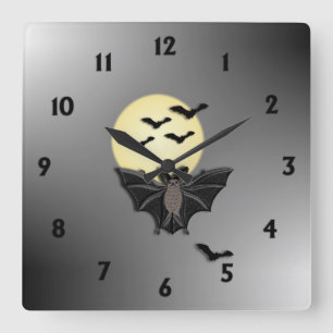 Halloween Bats Vierkante Klok