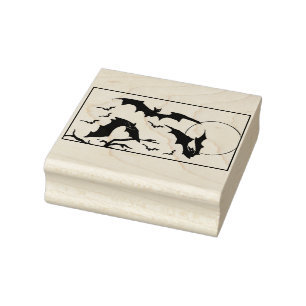 Halloween Bats vliegen met volle maan Rubberstempel