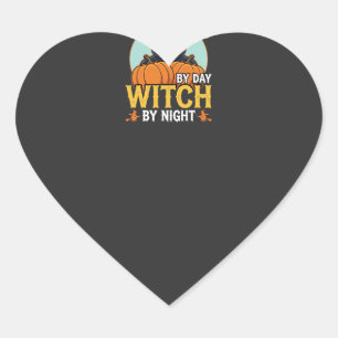 Halloween Batterij Reparateur Heks Bij Nacht Ontwe Hart Sticker