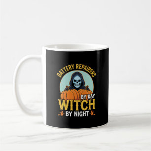 Halloween Batterij Reparateur Heks Bij Nacht Ontwe Koffiemok