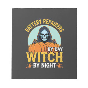 Halloween Batterij Reparateur Heks Bij Nacht Ontwe Notitieblok