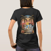 Halloween Beach Vibes - Skelet met bier, hond T-shirt (Achterkant)