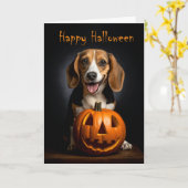 Halloween Beagle Kaart (Gele Bloem)