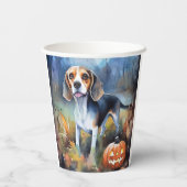 Halloween Beagle met pompoenen eng Papieren Bekers (Achterkant)